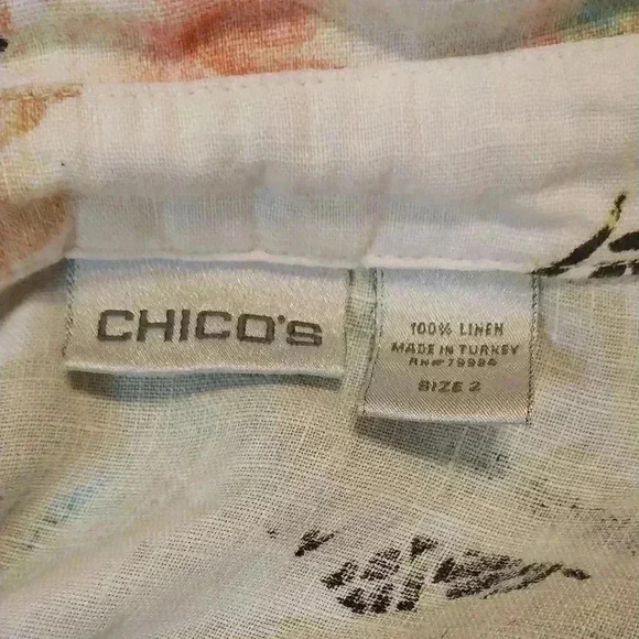 Chicos Shirt, Tropical Print, Size 2 - Picture 3 of 3
